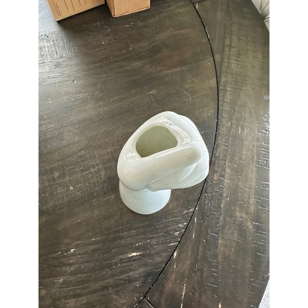 Vintage White Ceramic Hand Vase Sculptural Fist Bud Vase Mid Century Modern EUC